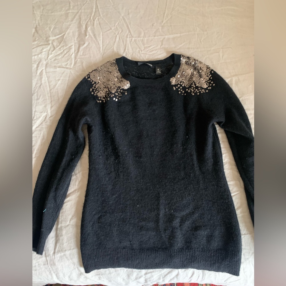 Aqua cashmere and sequin sweater